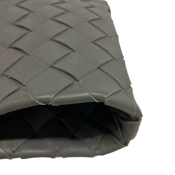 Auth BOTTEGA VENETA Intrecciato 608596 Dark Gray Leather B*******